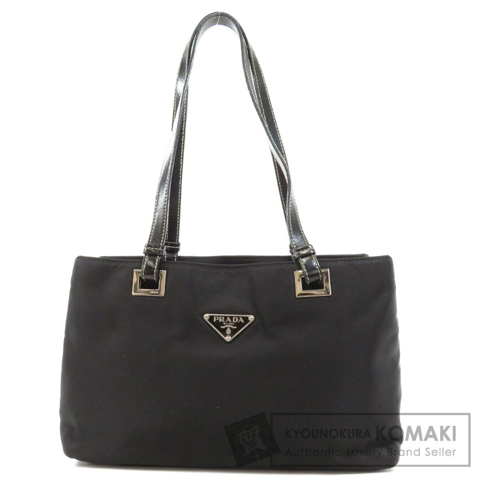 Prada Tessuto Leather Shoulder Tote Shoulder Bag Black